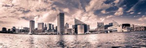 Baltimore, MD Panoramic City Skyline B&W Canvas or Photo Paper