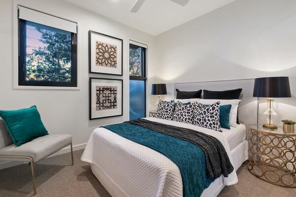 float mounting framed art in bedroom